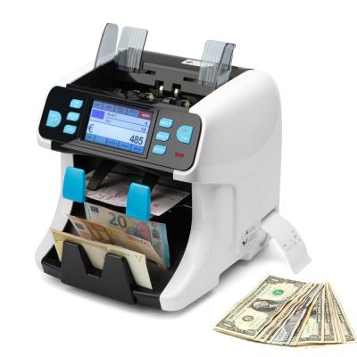 China FMD-985 denomination mix value counter currrency currency counting machine two pocket banknote sorting machine dual CIS for sale