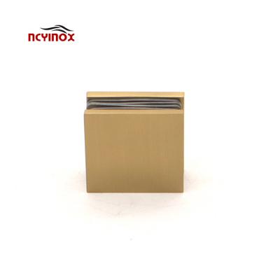 China Double Size NCYINOX Brushed Gold Glass Flange Brass Glass Door Flange for sale