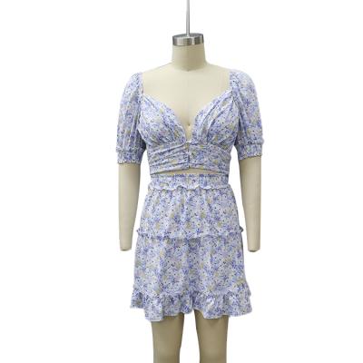 China 100% Polyester Ladies 100% Polyester T-neck Floral Strap Beach Dress Backless Dress for sale