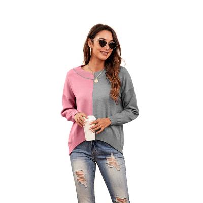 China Ladies 95% Polyester 5% Spandex Breathable Crewneck Chunky Thick Colorblock Slim Fit Knit Sweater Bottoming Sweater for sale