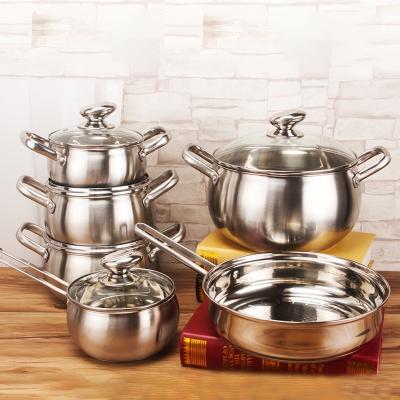 China Multifunction Cookware Set 12 pcs Cookware Cook Pot Stainless Steel Cooking Pot Set With Glass Lid for sale