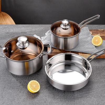 China Escalation Series 5Pcs Multi-Purpose Kitchen Pots Cooking Cookware Sets Stainless Steel Pots Sets for sale