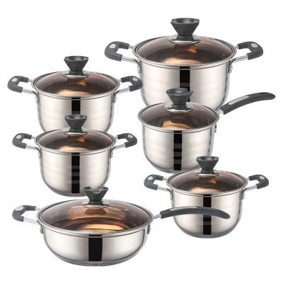 China The New Listing 12 PCS Stainless Steel Cooking Set Pots And Pans Cookware Sets Cooking Soup Pots Set for sale