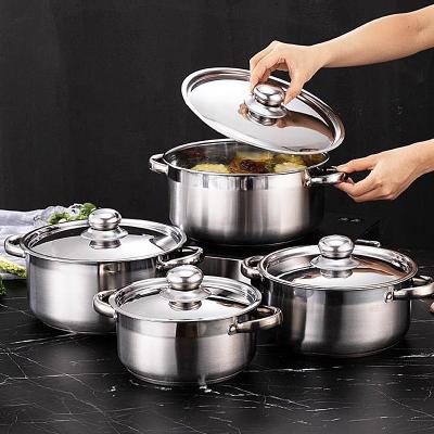 China Hot Sale 8 Piece Royal Kitchen Cookware Soup Pot Set Stainless Steel Pot Cooking Cookware Set for sale