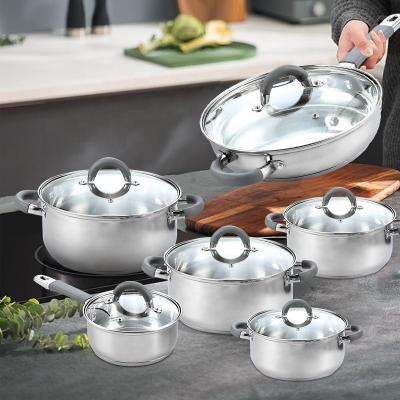 China New Arrival Home Kitchenware Cooking Pot Set 201 Stainless Steel Soup Pot Set Cooking Cookware Sets for sale