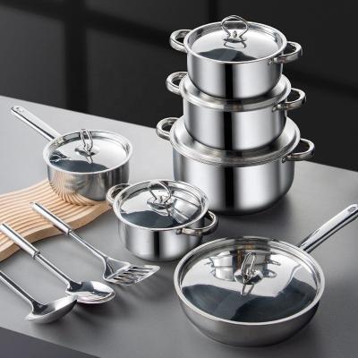 China Multifunction Kitchen Housewares Kitchen Pots And Pans Set Ollas Stainless Steel 15pcs Cooking Cookware Set for sale