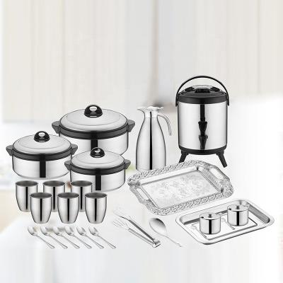 China Wholesale Cost Family Cooking Pot Set 25pcs Stainless Steel 410 Cookware Cooking for sale