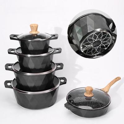 China Wholesale 12 PCS Aluminium Cooking Pot Set Non-stick Ollas Soup Pot Frying Pan Sets For Kitchen for sale