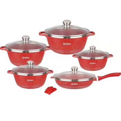 China Hot Sale Aluminium Cooking Pot Set Medical Stone Cookware Non Stick Cookware Set Pot And Pans for sale