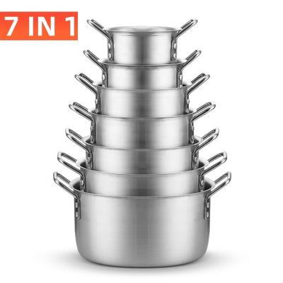 China Hot Sale Restaurant Soup Pot Aluminum Cookware Stock Pots Cooking Ware Set Aluminum Cooking Pot Set for sale