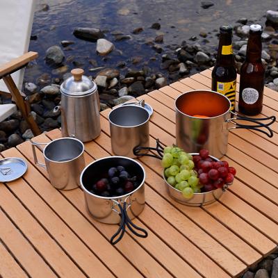 China New Arrival 7 Pcs 304 Stainless Steel Camping Cookware Set Multi-person Soup Pot Set Outdoor Cooking Pot Set For Hiking for sale