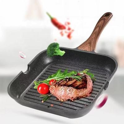 China Wholesale Hot Selling Cooking Kitchen Cookware Aluminum Steak Pan Non-stick Skillet Grill Pan Induction Frying Pan for sale