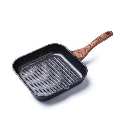 China High Quality Gas Stove Griddle Aluminium Black Grill Pans Nonstick Steak Frying Pan For Cooking for sale