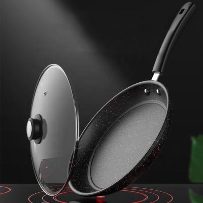 China Factory Direct Sale Thickened Black Iron Cooking Frying Pan Medical Stone Nonstick Fry Pan With Lid for sale