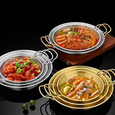 China Wholesale Top Seller Kitchen Seafood Cookware Pan Stainless Steel Cooking Paella Pan Frying Pan for sale