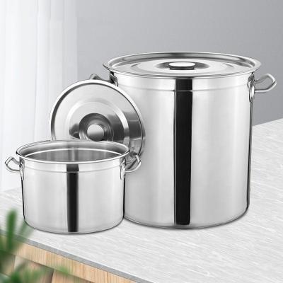 China New Design Silver Kitchen Cooking Ware Stainless Steel Heavy Duty Cooking Pot Soup Stock Pot With Stainless Steel Lid for sale