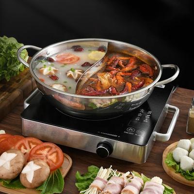 China Wholesale Hot Selling Silver Flat Bottom Kitchen Stainless Steel Pot Cookware Cooking Hot Pot for sale