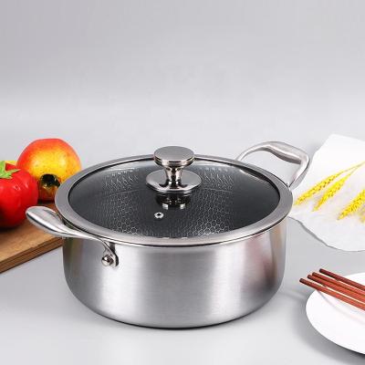 China Amazon Hot Sale Multifunctional Silver Kitchen Cookware 304 Stainless Steel Honeycomb Non-stick Soup Pots for sale