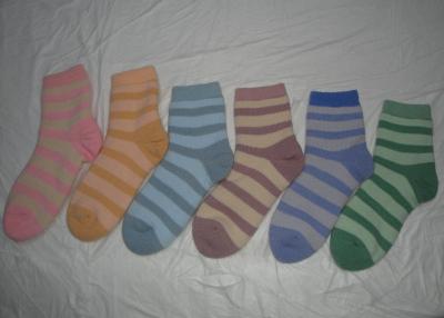 China Colorful Knitted Stripe Double Cylinder Socks With Single Needle for Ladies for sale