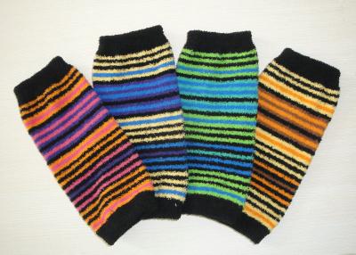 China Soft Striped Knitted Arm Warmer Pattern , Long Fingerless Gloves For Girls for sale