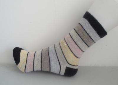 China Ladies Colorful Striped Wool Socks Single Needle For Winter for sale