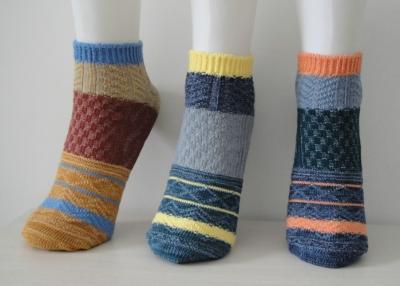 China Multi-color Hand Cotton Wool Socks , Stripe Girls Short Ankle Socks for sale