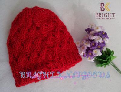 China Red Cute Knit Hats With Carton For Children , Knitted Kids Hats for sale