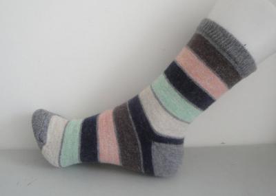 China Warm Winter Knitted Striped Wool Socks With Single Needle / Hand Link For Ladies  for sale