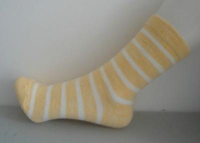 China Warm Fashion Striped Wool Socks , Yellow / Green Sport Wool Crew Socks for sale