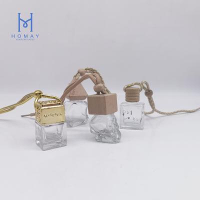 China Homay 6ml 10ml Cosmetic Glass Car Perfume Portable Bottles With Wooden Cap for sale