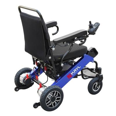 China Aluminum Alloy Electric Folding Wheelchair Customized Good Quality Foldable Lightweight Double Battery Electric Folding Wheelchair for sale