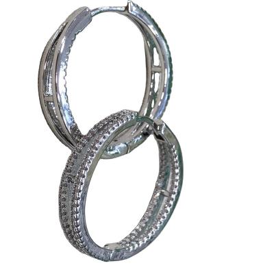 China TRENDY Women Jewelry Classic Sparkly Silver Gold Plated Hoop Earrings For Gift Party Wedding for sale