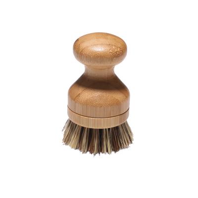 China Viable Natural Bamboo Fiber Detachable Head Kitchen Sisal Brush Dish Handle Dish Pot Brushes Cleaning Vegetable Brushes for sale