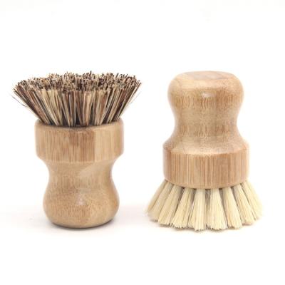 China Kitchen Round Dish Pot Washing Brush Beech Wood and Sustainable Natural Bamboo Bristle Sisal Dish Cleaning Dish Brush for sale