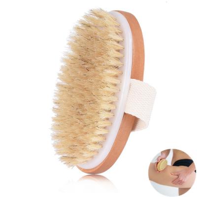 China EXFOLIATE private label wooden handle natural boar stiffen cellulite exfoliating dry skin body brush for sale