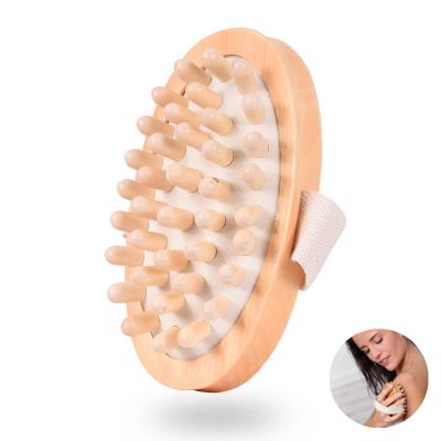 China EXFOLIATE Private Label Wooden Handle with Massage Nodes Cellulite Exfoliating Dry Skin Body Brush for sale