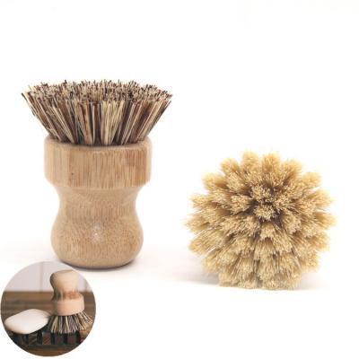 China Durable OEM Bamboo Handles with Sisal Fibers or Palm Fibers Dishes Cleaning Brush for sale