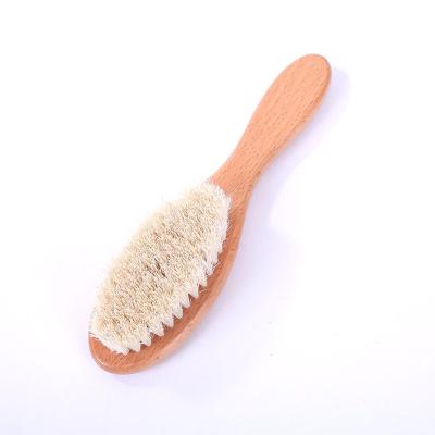 China All Natural Customized Label Wooden Handle Soft Goat Hair Straighten Baby Brush for sale