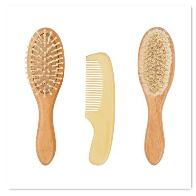 China All Natural Customized Label Wood Handle Soft Goat Hair Stiffen Baby Reading Brush for sale