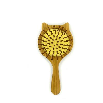 China Cushion Capstan Shape Bamboo Handle Wooden Massage Teeth With Cushion Women Styling Hair Brush for sale