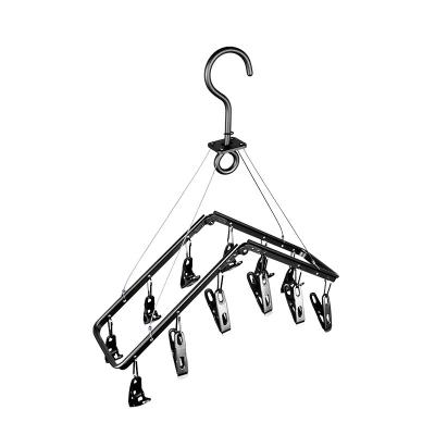 China Space Saving/High Quality Black Kids Metal Hanger Wholesale Aluminum Hanger Foldable/Rustproof Kids Clothes Hanger for sale