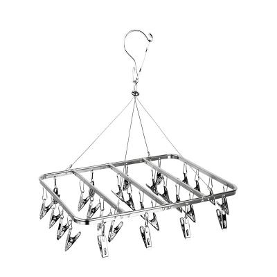 China Wholesale Durable/Rustproof/Eco-friendly Rectangle Hanger Customize Rustproof Airer Metal Hanger With Clips for sale