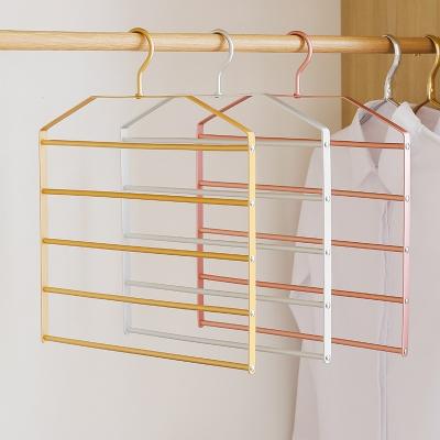 China Multifunctional Rack Multifunctional Aluminum Fabrics Hanger For Trouser Pants Rack 3 Rows for sale