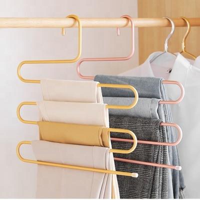 China Durable Silver Alloy Metal Magic S-Shape 5 Rows Scarf Pants Trousers Hanger for sale