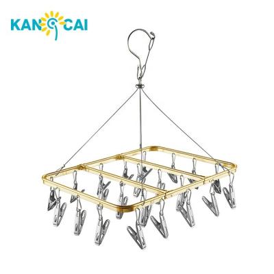 China Durable Square Metal Sock Hangers Dryer With 28 Clips for sale