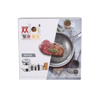 China Recyclable high quality custom moq print stocking cookware pan wrapping paper box for sale