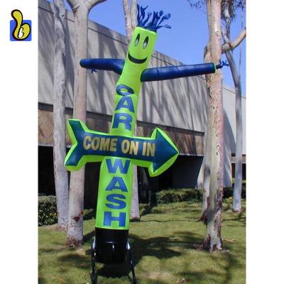 China Car Wash Large Inflatable Ripstop Tube Man Sky Air Dancer Nylon Like Taffeta 5m High Strength Parachute for sale