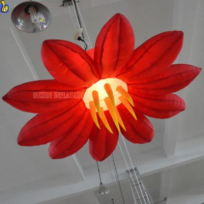 China 210T Nylon Taffeta Ripstop Oxford Stage Decoration Lighting Red Flower, LED Inflatable Flower Hanging Balloon C2010-1 for sale