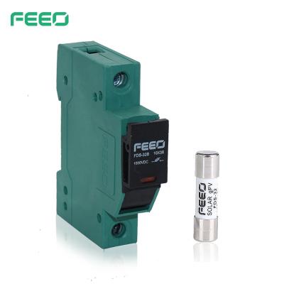 China FEEO FDS-32B Solar PV Fuse System 32 Amp1000V Solar Photovoltaic Din Rail Electronic PV DC Fuse Holder With Fuse Linkless Light for sale