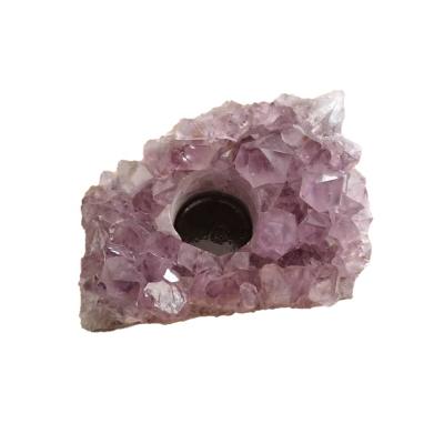 China China Wholesale Natural Raw Stone Candelabra Crystal Candlestick For Rose Quartz Amethyst Rough Healing for sale